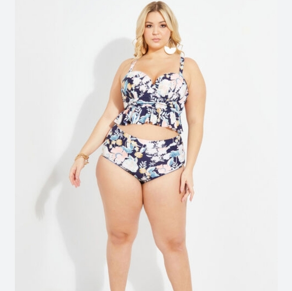 Hi-Waist Floral Bikini Set Size 22 - Picture 1 of 4